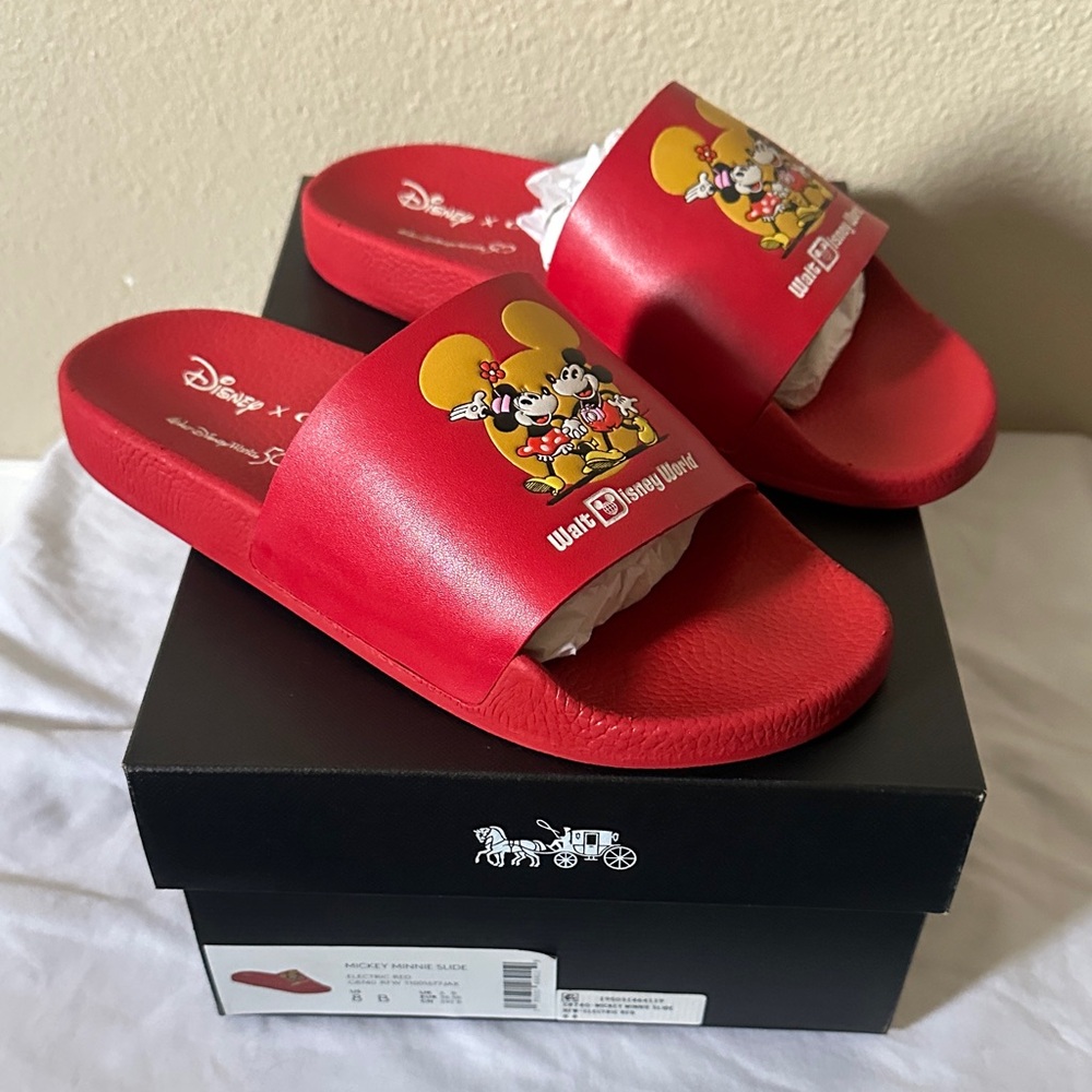 Coach Red Mickey Mouse Sandals
